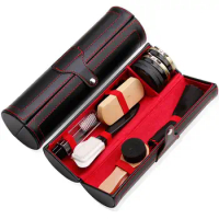 10 Pieces Shoe Care Kit Travel Shoes Brush Kit With PU Leather Sleek Elegant Case Shoe Brush Tool Cleaning Brush
