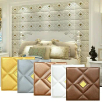 Self-adhesive Headboard Soft Bag Anti-collision Wall Stickers Bedroom Background Wall Soft Foam Waterproof Mould-proof Stickers