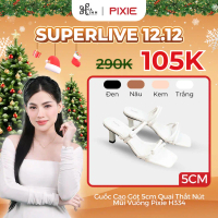[Võ Hà Linh x Pixie] Guốc Cao Gót 5cm Quai Thắt Nút Mũi Vuông Pixie H334