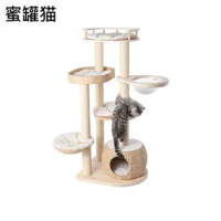 Solid Wood Stable Cat Climbing Frame, Cat Litter, Scratch-resistant Climbing Tree, Cat Toy, Scratching Tool