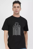 QuirkyT Astro Code 图案黑色棉质短袖 T 恤