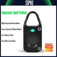 SSP02 Smart Fingerprint Padlock Luggage Lock Outdoor Backpack Small Padlock Warehouse Door Anti-Theft Padlock Modern Simplicity