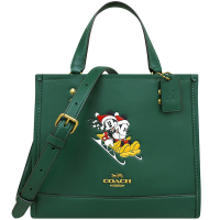 COACH Disney聯名常春藤綠色米奇米妮圖樣皮革手提/斜背兩用包