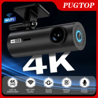 PUGTOP UHD 4K 3840*2160P Dash Cam WiFi Car DVR For Car Surveillance Cameras Video Recorders Dashcam Front 24H Parking Monitor