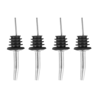 4Pcs Stainless Steel Liquor Spirit Pourer With Rubber Stopper