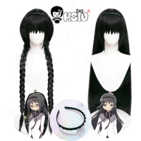 Akemi Homura cosplay Wig Anime Puella Magi Madoka Magica Cosplay HSIU Black long hair+Free Wig Cap Halloween Party Wig