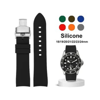 Curved End Silicone Watch Strap for Citizen Band for Seiko Bracelet for Rolex Strap with Butterfly Buckle 18 19 20 21 22 24mm