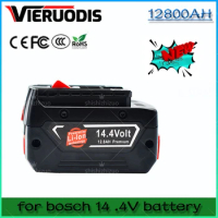 For BOSCH 14.4V 12.8ah Rechargeable Li-ion Battery Cell Pack for BOSCH Cordless Electric Drill Screwdriver BAT607G BAT614G