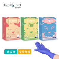 【Evolguard 醫博康】Mini食安級NBR丁腈舒柔手套 30入/盒(抽取式輕巧包/波斯藍/料理手套/一次性/拋棄式)