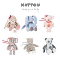 【Nattou】絨毛音樂拉鈴18CM(安撫玩具 絨毛娃娃 音樂拉鈴 哄睡娃娃)