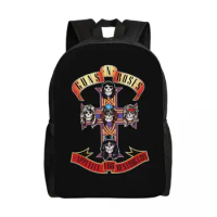 Custom Hard Rock Band Guns N Roses Backpacks for Men Women College School Student Bookbag Fits 15 Inch Laptop Bullet Logo Bags