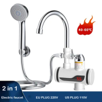 Kitchen Instantaneous Water Heater Cold Heating Faucet Tap Instant Hot Water Faucet Heater with Shower Head 110V 220V EU US