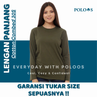 Kaos Oblong Polos Pria Lengan Panjang Hijau Army - Cotton Combed 30s Baju Unisex