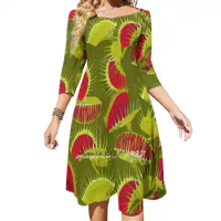 Venus Flytrap Or Dionaea Muscipula. Sweetheart Knot Flared Dress Fashion Design Large Size Loose Dress Venus Fly Trap Flytrap