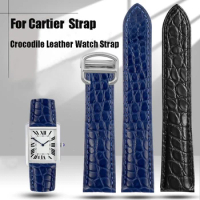 For Cartier Tank Solo Crocodile Leather Watch Strap London Calibo Leather Bracelet 16 18 22 24mm Men Genuine Leather Watch Strap
