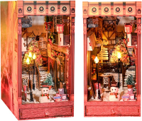 Flever Dollhouse DIY Book Nook ature Kit Bookshelf Insert Decor 3D Wooden Puzzle Booknook ature Kit 