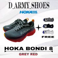 Sepatu Running Wanita Hoka Bondi 8 Grey Red Outdoor