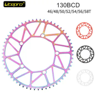 Litepro Chainring Crankset 130 BCD Hollow 46/48/50/52/54T/56T/58T Single Speed Track Bike Wide Narrow Chainwhee Round 130bcd