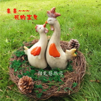 陶瓷雞工藝品擺件 閨房新房裝飾品相親相愛 情侶公雞和母雞