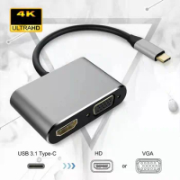 Type-C to 4K HDMI-compatible VGA USB C Hub Adapter for MacBook Nintendo Samsung S20 Dex Huawei P30 Dock Xiaomi 10 TV