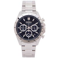 SEIKO 日本國內販售款 三眼計時手錶(SBTR013)-黑面X銀色/40mm
