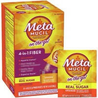 美國Metamucil, On-the-Go 洋車前子纖維粉 4合1 橙味 30包 0.43盎司 (12.2毫升)/包