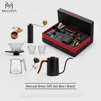 MUVNA Manual Brew Gift Box Set Home Outdoor V60 Coffee Grinder Kettle Black