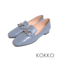 【KOKKO 集團】時髦鍊條微軟後採兩穿式包鞋(灰藍色)