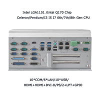 Indutrial Computer Intel Core I3 7100 I5 8500 6*LAN 10*COM 10*USB HD VGA DVI PS2 LPT GPIO Embedded Controller Expansion Box PC