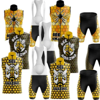 Summer Funny Bee Amazing Jersey Sleeveless Winter Thermal Retro Bee Cycling Vest Mens Road Bike Clothing MTB Ciclismo Maillot