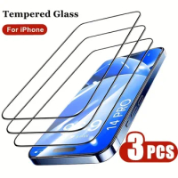 3Pcs Full Cover Tempered Glass For IPhone 14 11 Pro Max 12 13 Mini Screen Protector For IPhone 8 7 15 X XS XR Pro Max Plus SE2