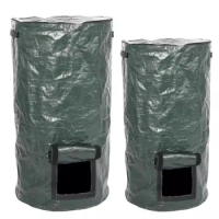 Reuseable large Garden Storage Bag Leaf collect Waste bins Yard Compost Bag Lid Composter for Fruit Kitchen Waste plastic