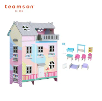 【下單有禮】【TEAMSON】奇境日光室木製豪華芭比娃娃屋(附11家具配件)