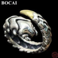 BOCAI S925 Sterling Silver Rings 2022 Christmas New Fashion Heteromorphic Centipede Argentum Punk Jewelry for Men Women