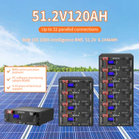 elvancy 48V 120Ah 100Ah 200Ah LiFePo4 Battery Pack Lithium Solar Battery 5.12kw 32 Parallel with CAN RS485 Lithium Ion Battery N
