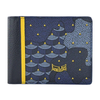 【FAURE LE PAGE】Wallet Etendard 迷彩圖 6卡男短夾(海軍藍)