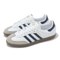 【adidas 愛迪達】德訓鞋 Samba OG 男鞋 女鞋 白 深藍 焦糖底 皮革 復古 休閒鞋 情侶鞋 愛迪達(JH8795)