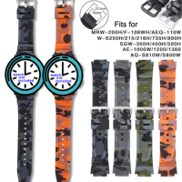 Camo 18mm Rubber Watch Strap for Casio SGW-300H W-735H AE-1200 AQ-S810W W215 MRW-200H AEQ110W Watch Band Silicone Wrist Bracelet