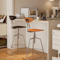 Vintage Bar Chair Nordic Home Adjustable Stool Bar Chair Cafe Solid Wood Back Bar Stool High Chair