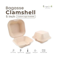Bagasse Snack Box / Sugarcane Food Packaging / Mini Burger Box 5 Inch / 25 Pcs / B044