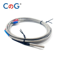 CG 4mm*30mm K J PT100 1m 2m 3m 5m 10m Probe Type Shielded Braide Wire Thermocouple Temperature Sensor For Temperature Controller