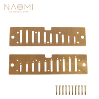 NAOMI 2PCS Harmonica Reed Plates 10 Reeds Brass Cover Plates For Swan QiMei Suzuki C Tone With Screws
