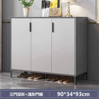【E家工廠】鞋櫃 收納櫃  收納鞋櫃 玄關鞋櫃 玄關櫃 儲物櫃(170-KC三門鞋櫃（灰色）)
