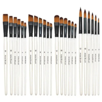 6pcs Professional Filbert Paint Brushes Set Synthetic Nylon Tips White Artist Brush Perfect for Acrylic Oil Watercolor Gouache
