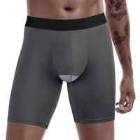Men Underwear Separate Pouch Boxershorts Breathable Comfort Sport Boxer Brief Shorts Panties Stretch Long Male Underpants