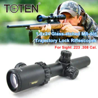 TOTEN 1-8x24 Trajectory Lock Riflescopes MIL Dot Optics Hunting Compact Rifle Scope Sniper Carbine Rifles