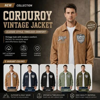 Jaket Corduroy Pria Vintage | Corduroy Jacket Premium Casual | Jaket Retro Overshirt dengan Patch I