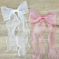 (10 pcs/pack) 265*146mm Fishtail Yarn Bow Handmade DIY Bouquet Packaging Romantic Decoration Party D