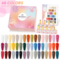 AS 48 Colors Gel Nail Polish Gift Set 15ml Pink Bottle With Colors Display UV Gel Semi Permanent Varnish Nail Art Kit