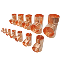 6.35mm - 50.8mm Copper Fitting Equal Tee Type Welding Pipe Connector 3 Ways for Air Conditioning Refrigeration